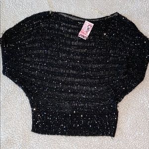 NWT Love Culture Black sequined blouse sz S